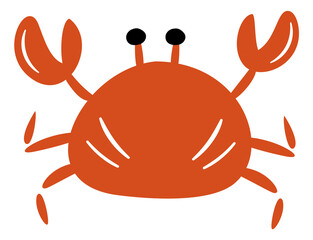 A cartoon crab with its claws out and its eyes closed