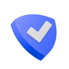 Right mark with protect shield 3d verified icon