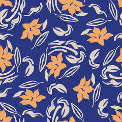 Cute hand drawn floral seamless pattern background