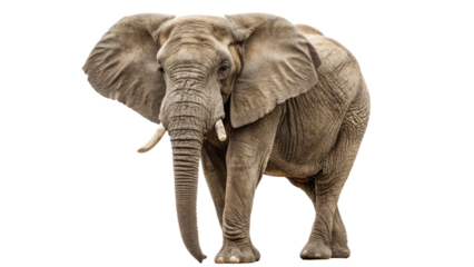 Majestic elephant standing tall with textured skin and powerful stance.