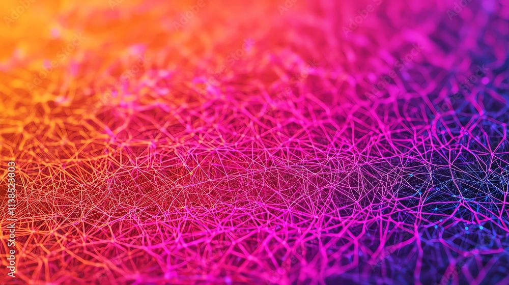 Poster vibrant abstract background with colorful lines and patterns in pink and orange hues.