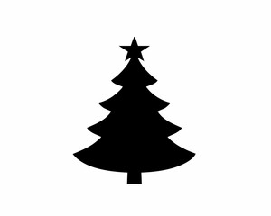 Minimalist Christmas Tree Icon - Holiday, Winter, and Festive Symbol in Black Silhouette