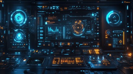 Obraz premium Innovative cyber interaction concept featuring radiant holograms, smooth pathways, and futuristic graphic designs