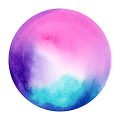 Hand painted watercolour circles colourful illustration.
