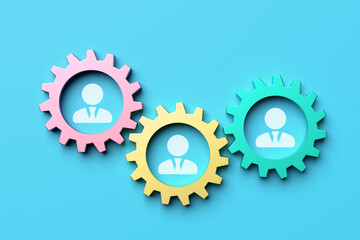 Colorful gears representing business teamwork and collaboration