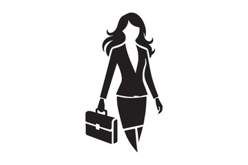 Dynamic Female Silhouette with Briefcase Representing Career Growth