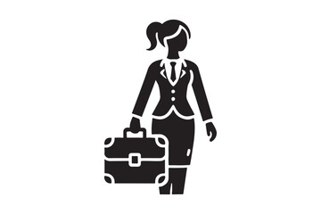Elegant Silhouette of Female Executive with Briefcase