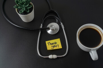 Medical concept with a word Thank You on black background