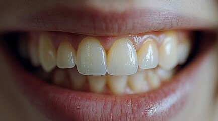 Fototapeta premium Bright and healthy teeth shown in a close up smile during daylight