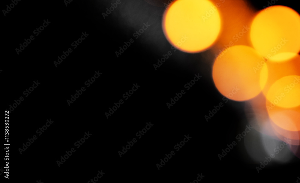 Poster bokeh light background with soft focus and warm orange and yellow glow. abstract defocused circles c