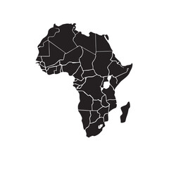 Black map of Africa with country borders.