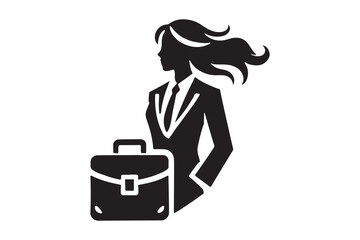 Stylized Silhouette of Businesswoman Walking to Work with Briefcase