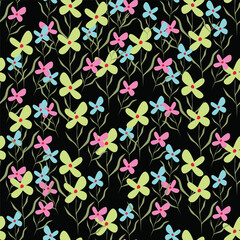 Cute hand drawn floral seamless pattern background