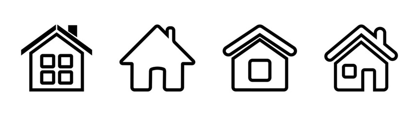 Simple house symbols. Web home icon set for websites and apps. Home page icon.