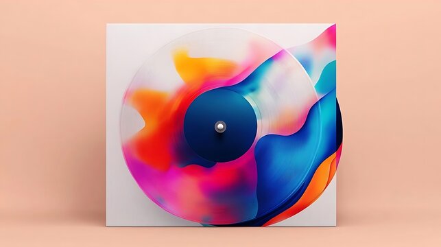Vibrant Abstract Vinyl Record Colorful Swirls Minimalist Design