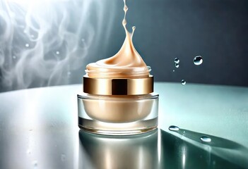 An open beauty cream jar captured creating a refreshing and organic product visual for branding.
