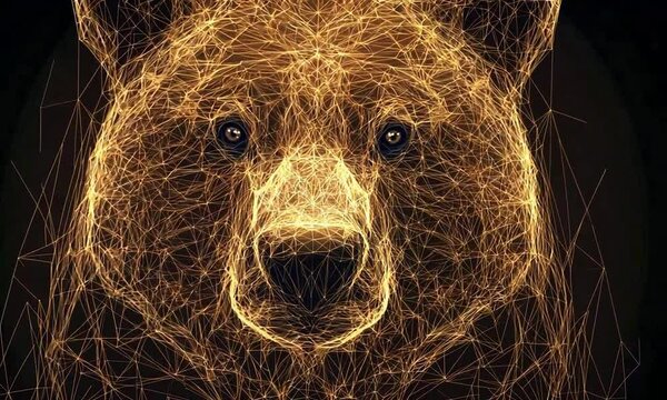 brown bear head face low poly ai generated video concept