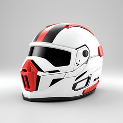 3D gaming helmet on a Full white background