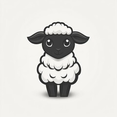 Cute cartoon lamb with black face and white wool. (1)