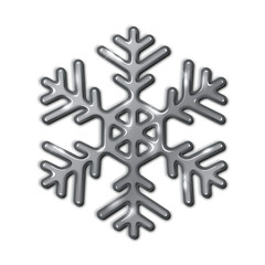 Metallic silver snowflake sparkling realistic illustration