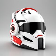3D gaming helmet on a Full white background