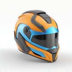3D gaming helmet on a Full white background