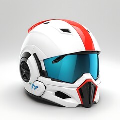 3D gaming helmet on a Full white background