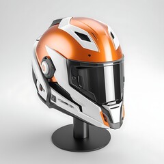 3D gaming helmet on a Full white background