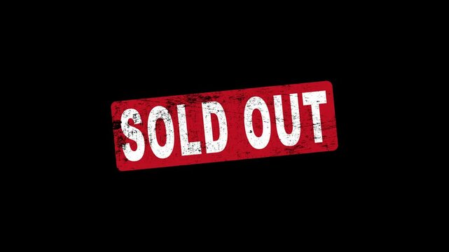 Sold out stamp isolated by the alpha channel (transparent background). 4K.