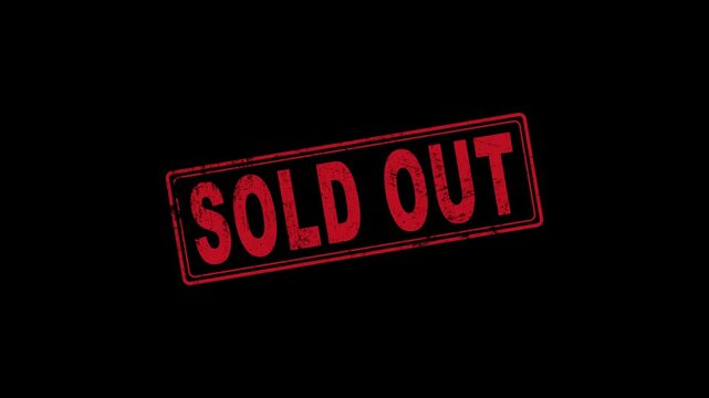 Sold out stamp isolated by the alpha channel (transparent background). 4K.