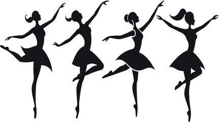 silhouettes of dancing girls