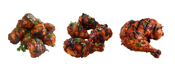 Set of Tandoori chicken isolated on a transparent background, in PNG format, Tandoori chicken PNG