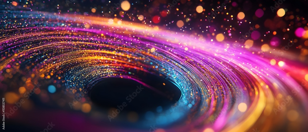 Poster Vibrant Abstract Swirling Patterns with Colorful Glowing Particles Creating a Dynamic and Captivating Background for Creative Projects