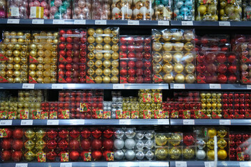 A variety of New Year's toys in the store