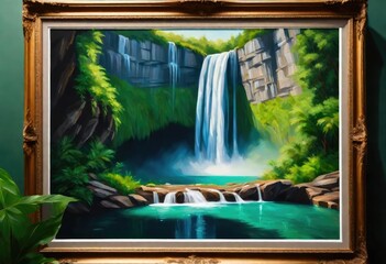A waterfall in the forest where water stream is flowing down the rocks and attracting tourists, best place for visiting nature