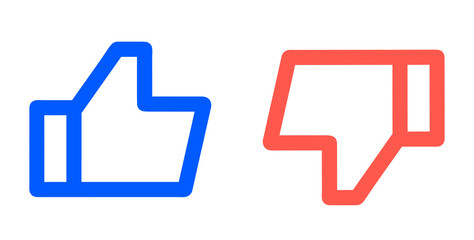 Obraz premium 青色と赤色｜グッドマークとバッドマーク 