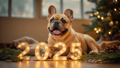 Celebrating new year 2025 with a dog