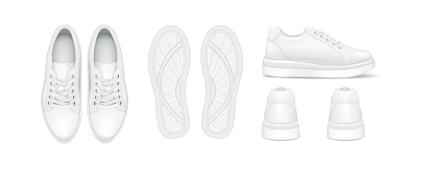 Training sneakers design realistic vector illustrations