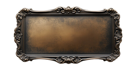 Empty Metal Retro Plate Isolated on White and Png Transparent Background