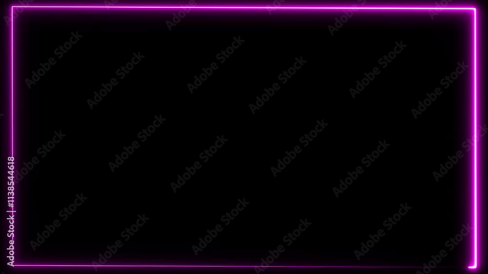 Poster looping 3d animation, abstract blue neon background with linear frame. simple geometric shape, abstr