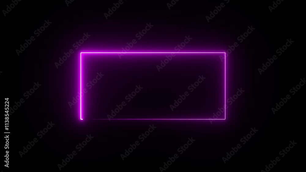 Poster looping 3d animation, abstract blue neon background with linear frame. simple geometric shape, abstr