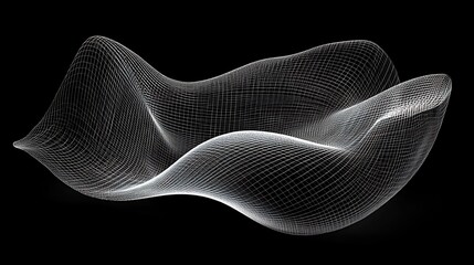 Dynamic wireframe structure resembling a pulsating digital wave on a black background