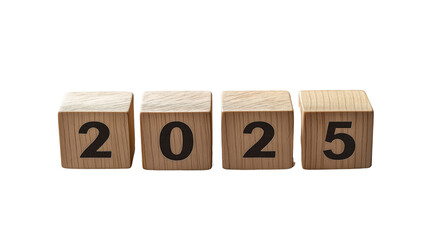Happy new year 2025 wooden conecpt.