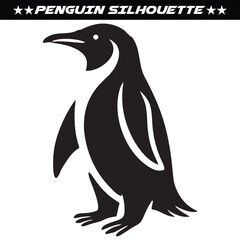 Fototapeta premium Penguin silhouette isolated on white background. Black and white silhouette