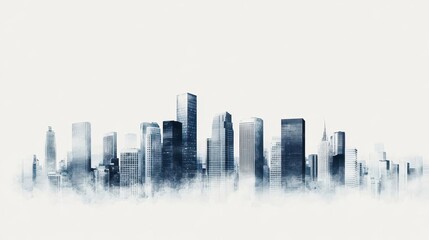 Fototapeta premium Corporate skyscrapers, reflecting economic vitality, watercolor tones