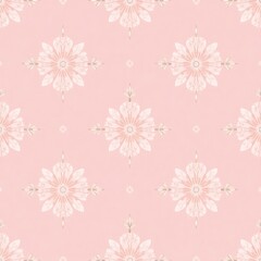 Delicate Floral Damask Pattern in Pink: This seamless pattern features delicate white floral motifs on a soft pink background, exuding a charming and romantic feel. perfect for wallpaper, textiles.