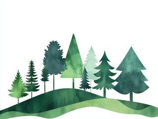 Sustainable investments, green economy, natureinspired watercolor