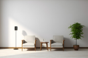 Interior with armchair and coffee table 3d rendering stock photo