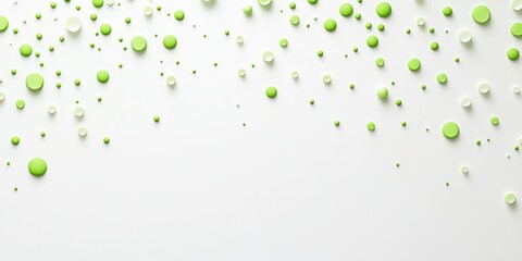 Green and White Circles Scattered on White Background