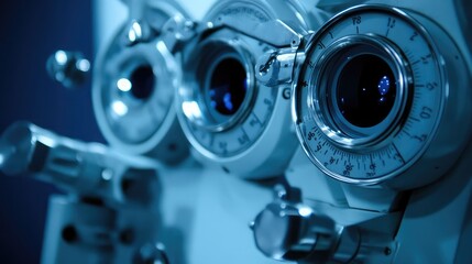 Fototapeta premium Eye examination with advanced equipment in a clinical setting